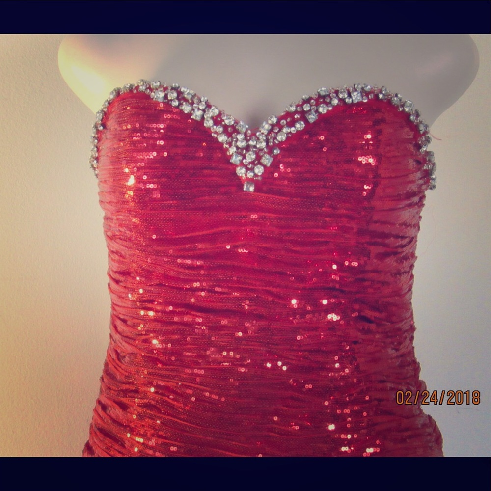 La Femme Red Sparkling Dress